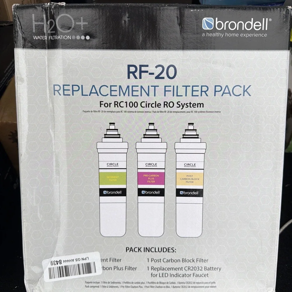Brondell RF-20 Replacement Filter Pack For RC100  System 3 Filters New Open Box